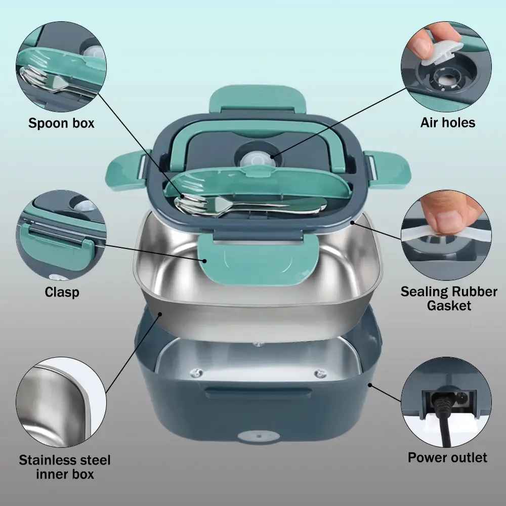Lonchera Eléctrica Portátil 1.5L – Calentador de Alimentos para Hogar y Auto
